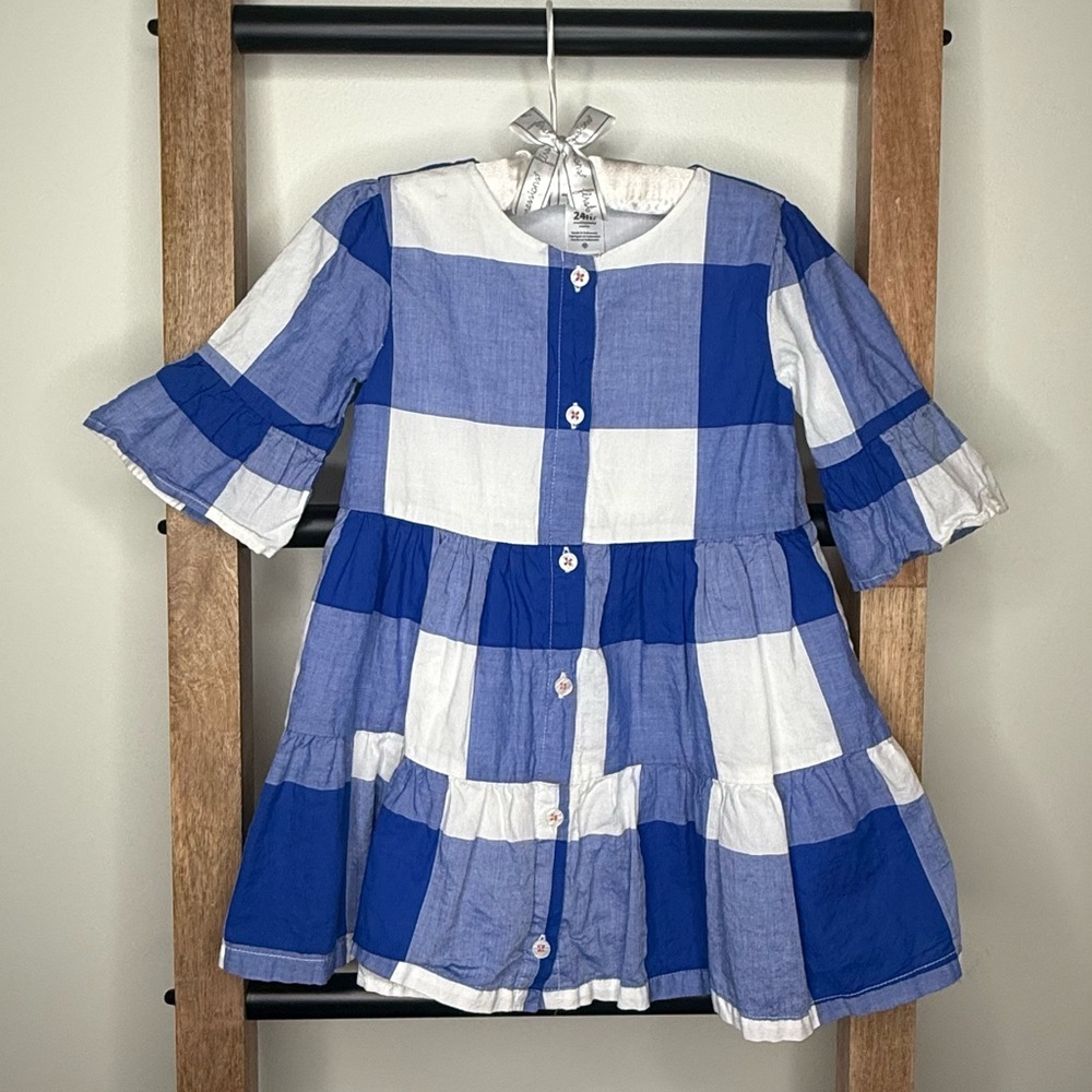 Carter's Blue and White Gingham Toddler Dress Size 24 months